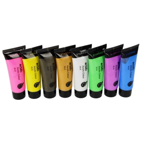 Farba akrylowa Starpak 8kolx 25ml, metalik kolor: mix 25ml (484980) Farba akrylowa Starpak 8kolx 25ml, metalik kolor: mix 25ml (484980)