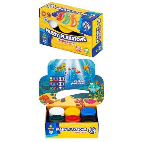 Farby plakatowe Astra kolor: mix 20ml 6 kolor. (301123040) Farby plakatowe Astra kolor: mix 20ml 6 kolor. (301123040)