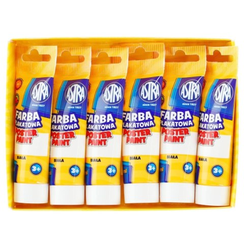 Farby plakatowe Astra w tubie kolor: biały 30ml 1 kolor. (83110904) Farby plakatowe Astra w tubie kolor: biały 30ml 1 kolor. (83110904)
