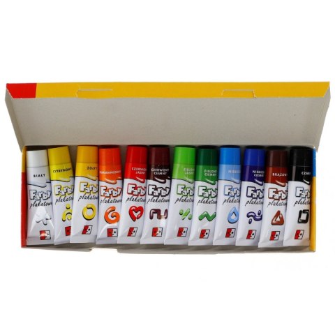 Farby plakatowe Spółdzielnia JEDNOŚĆ w tubach kolor: mix 30ml 12 kolor. Farby plakatowe Spółdzielnia JEDNOŚĆ w tubach kolor: mix 30ml 12 kolor.