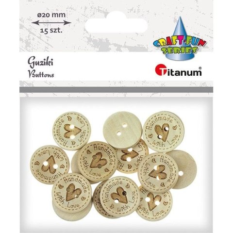 Guziki Titanum Craft-Fun Series 20mm, Handmade with Love naturalny 15 szt (WDY215) Guziki Titanum Craft-Fun Series 20mm, Handmade with Love naturalny 15 szt (WDY215)