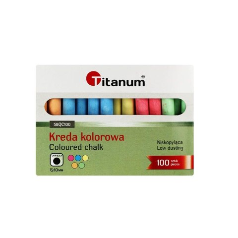 Kreda szkolna Titanum kolorowa 100szt. okrągła ?10 mm Kreda szkolna Titanum kolorowa 100szt. okrągła ?10 mm