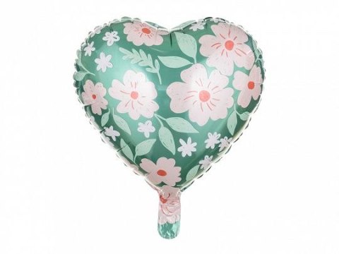 Balon foliowy serce w kwiaty 18cal Partydeco (FB124) Balon foliowy serce w kwiaty 18cal Partydeco (FB124)
