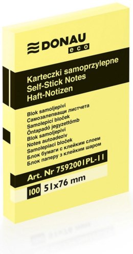 Notes samoprzylepny (karteczki) Donau Eco żółty 100k [mm:] 51x76 (7592001PL-11)