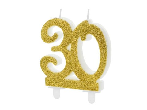Świeczka urodzinowa liczba 30, złoty 7.5cm Partydeco (SCU5-30-019) Świeczka urodzinowa liczba 30, złoty 7.5cm Partydeco (SCU5-30-019)