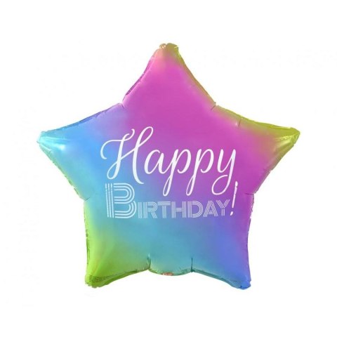 Balon foliowy Godan Happy Birthday, gwiazda gradient, nadruk biały 19cal (FG-GHBT) Balon foliowy Godan Happy Birthday, gwiazda gradient, nadruk biały 19cal (FG-GHBT)