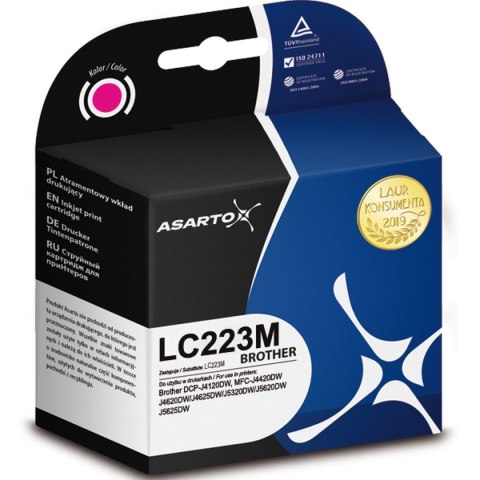 Tusz (cartridge) alternatywny Asarto do Brother LC223M | MFC-J4420/4620/5625 | 600 str. magenta (AS-B223MN) Tusz (cartridge) alternatywny Asarto do Brother LC223M | MFC-J4420/4620/5625 | 600 str. magenta (AS-B223MN)
