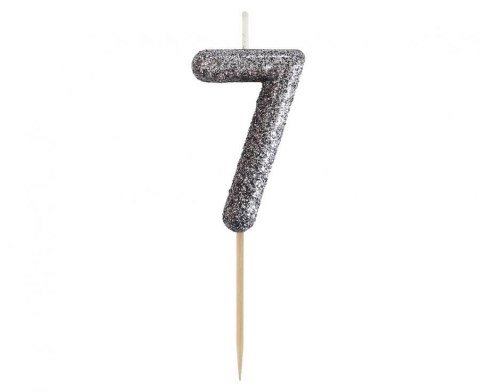 Świeczka urodzinowa Godan piker cyferka 7, brokatowa czarna, 11x3.5 cm (BH-SPC7) Świeczka urodzinowa Godan piker cyferka 7, brokatowa czarna, 11x3.5 cm (BH-SPC7)