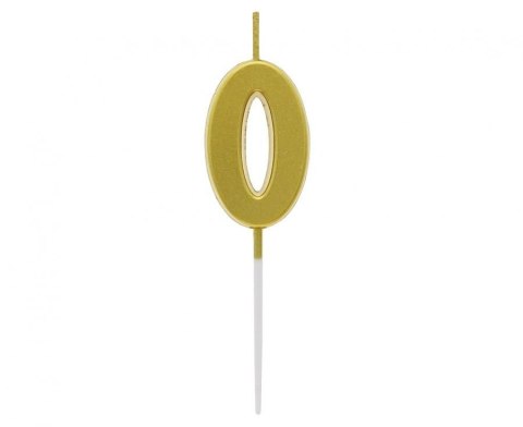 Świeczka urodzinowa piker B&C cyferka 0, metaliczna złota, 9.5x2.3 cm Godan (BH-SPZ0)