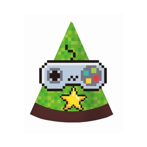 Czapka party Game On 6 szt. zielony papier Godan (PF-CPGO)