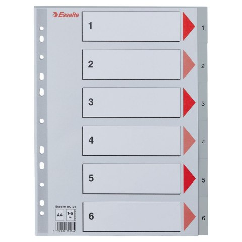 Przekładka numeryczna Esselte A4 szara 6k 1-6 (100104) Przekładka numeryczna Esselte A4 szara 6k 1-6 (100104)