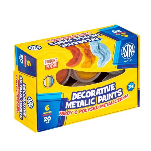 Farby plakatowe Astra dekoracyjne o połysku metalicznycm kolor: mix 20ml 6 kolor. (301124003) Farby plakatowe Astra dekoracyjne o połysku metalicznycm kolor: mix 20ml 6 kolor. (301124003)