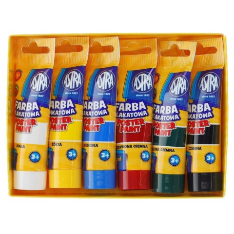 Farby plakatowe Astra w tubach kolor: mix 30ml 6 kolor. (83119900) Farby plakatowe Astra w tubach kolor: mix 30ml 6 kolor. (83119900)
