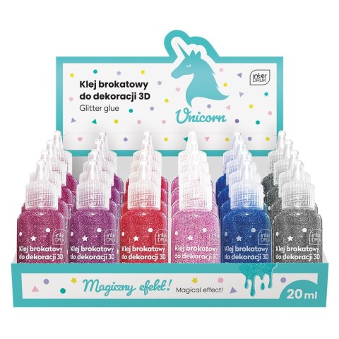 Klej artystyczny UNICORN brokatowy 3D 5902277337085 20ml Interdruk (20ml)