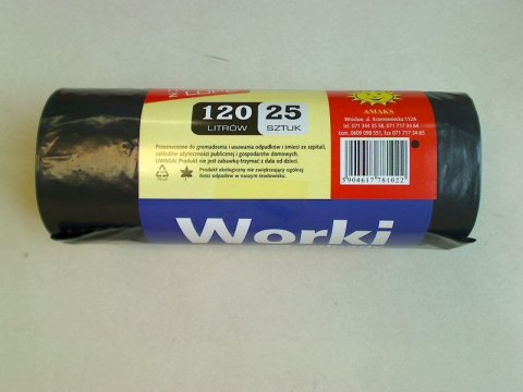 Worki na śmieci Amaks 120l kolor: czarny 120L 25 szt (WRK120/25) Worki na śmieci Amaks 120l kolor: czarny 120L 25 szt (WRK120/25)