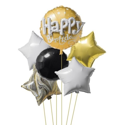 Balon foliowy Antella zestaw balonów Happy B. złoty/czarny/biały 5szt. (BCF-710) Balon foliowy Antella zestaw balonów Happy B. złoty/czarny/biały 5szt. (BCF-710)