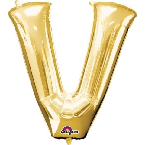 Balon foliowy Amscan BALON MINI LITERKA V złota (33055501) Balon foliowy Amscan BALON MINI LITERKA V złota (33055501)