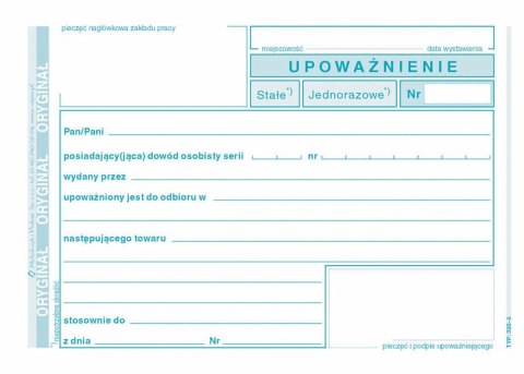 Druk samokopiujący Michalczyk i Prokop Upoważnienie A6 80k. (320-5) Druk samokopiujący Michalczyk i Prokop Upoważnienie A6 80k. (320-5)