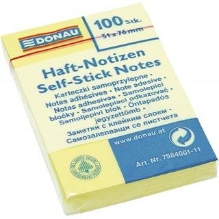 Notes samoprzylepny (karteczki) Donau żółta 100k [mm:] 51x76 (7584001)