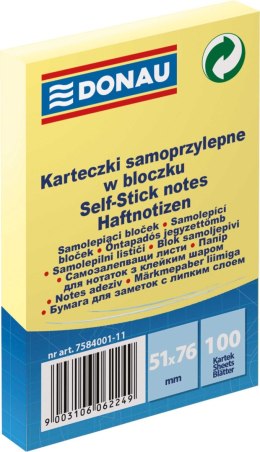Notes samoprzylepny (karteczki) Donau żółta 100k [mm:] 51x76 (7584001)