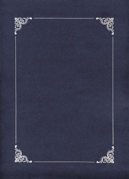 Teczka ofertowa ozdobna na dyplom ze srebrną ramką granatowa A4 kolor: granatowy 1 kieszeni [mm:] 210x297 Galeria Papieru (22041