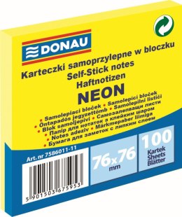Notes samoprzylepny (karteczki) Donau Neon żółty 100k [mm:] 76x76 (7586011-11)