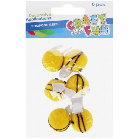Pompony żółte 6 szt Craft With Fun (521621) Pompony żółte 6 szt Craft With Fun (521621)