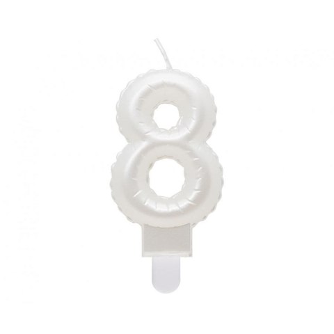 Świeczka urodzinowa Godan cyferka 8, perłowa biała, 7 cm (SF-PBI8) Świeczka urodzinowa Godan cyferka 8, perłowa biała, 7 cm (SF-PBI8)