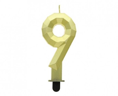 Świeczka urodzinowa Godan cyferka 9 - Diament, metalik złoty, 7.6 cm (PF-SDZ9) Świeczka urodzinowa Godan cyferka 9 - Diament, metalik złoty, 7.6 cm (PF-SDZ9)