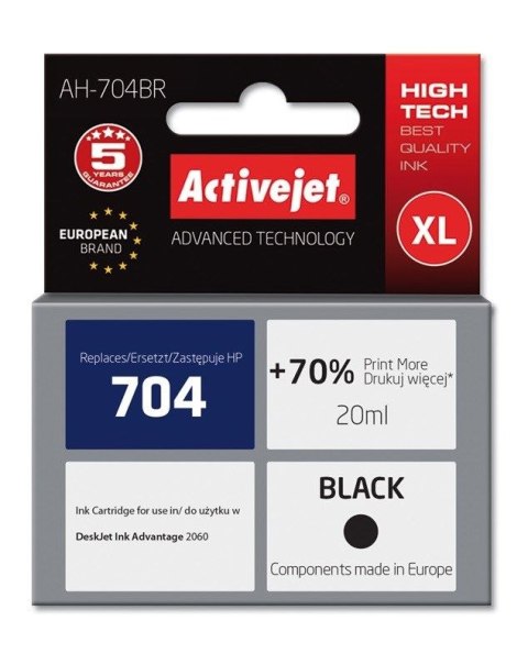 Tusz (cartridge) alternatywny Activejet HP 704 CN693 czarny 20ml (EXPACJAHP0146) Tusz (cartridge) alternatywny Activejet HP 704 CN693 czarny 20ml (EXPACJAHP0146)