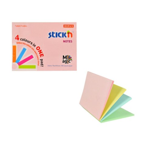 Notes samoprzylepny (karteczki) Stick'n Magic Pads pastel mix 100k [mm:] 76x101 (21575)