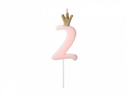 Świeczka urodzinowa Partydeco Cyferka 2, jasny różowy, 9.5cm (SCU6-2-081J) Świeczka urodzinowa Partydeco Cyferka 2, jasny różowy, 9.5cm (SCU6-2-081J)