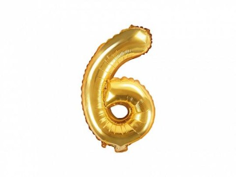 Balon foliowy Partydeco cyfra 6 złota 14cal (FB10M-6-019) Balon foliowy Partydeco cyfra 6 złota 14cal (FB10M-6-019)