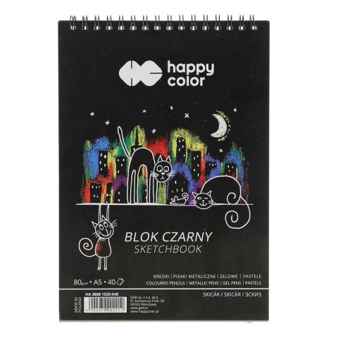 Blok artystyczny Happy Color czarny A5 80g 40k (HA 3808 1520-K40) Blok artystyczny Happy Color czarny A5 80g 40k (HA 3808 1520-K40)