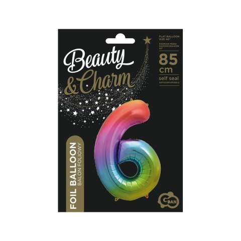 Balon foliowy Godan cyfra 6 tęczowy 85cm 40cal (HS-C34T6) Balon foliowy Godan cyfra 6 tęczowy 85cm 40cal (HS-C34T6)
