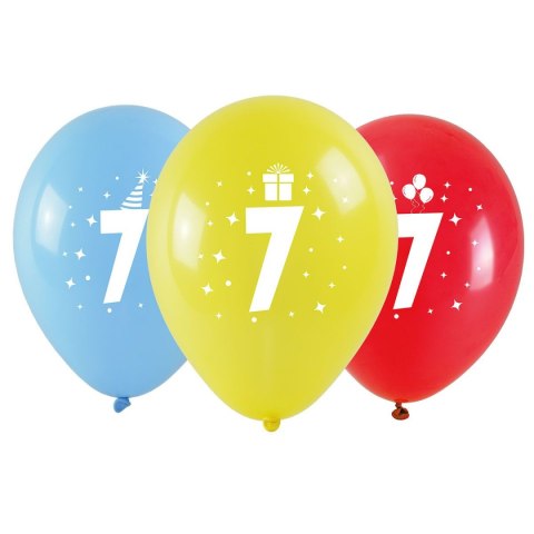 Balon gumowy Arpex z nadrukiem cyferki - 7 (3 szt.) mix 280mm (KB1962-7-9944) Balon gumowy Arpex z nadrukiem cyferki - 7 (3 szt.) mix 280mm (KB1962-7-9944)