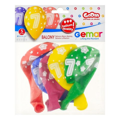 Balon gumowy Godan Premium Hel z nadrukiem 7, 13 cali/5 sztuk mix 330mm 13cal (GS120/7) Balon gumowy Godan Premium Hel z nadrukiem 7, 13 cali/5 sztuk mix 330mm 13cal (GS120/7)