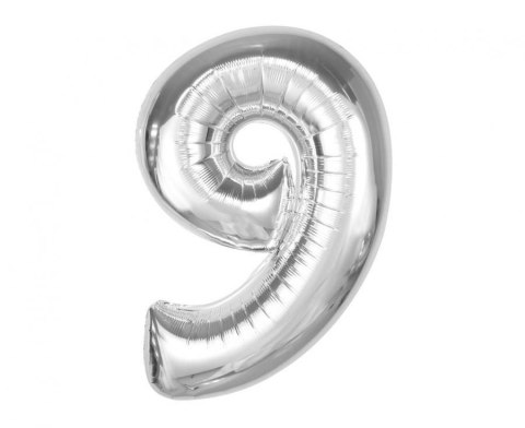Balon foliowy Smart, cyfra 9 srebrna, 92 cm Godan (CH-S9S9) Balon foliowy Smart, cyfra 9 srebrna, 92 cm Godan (CH-S9S9)