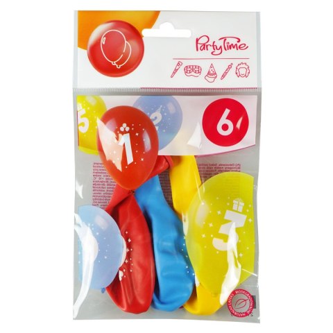 Balon gumowy Arpex z nadrukiem cyferki - 6 (3 szt.) mix 280mm (KB1955-6-9944) Balon gumowy Arpex z nadrukiem cyferki - 6 (3 szt.) mix 280mm (KB1955-6-9944)