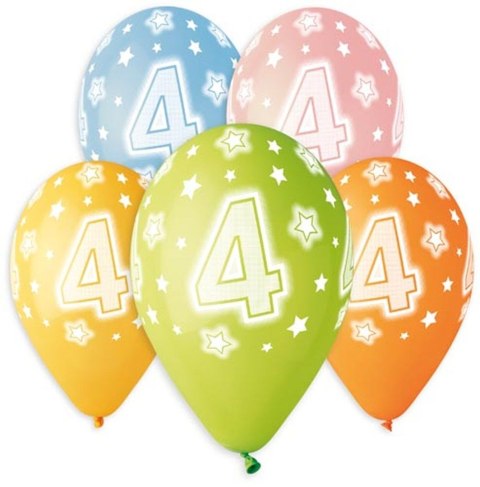 Balon gumowy Premium Hel z nadrukiem 4, 13 cali/5 sztuk mix 330mm 13cal Godan (GS120/4)