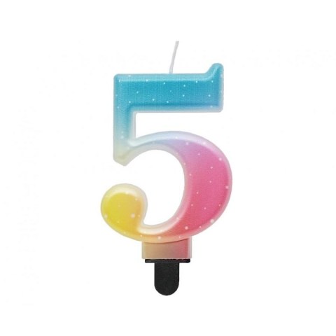 Świeczka urodzinowa Godan cyferka 5, ombre, pastelowa, 8 cm (SF-OPA5) Świeczka urodzinowa Godan cyferka 5, ombre, pastelowa, 8 cm (SF-OPA5)