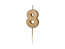 Świeczka urodzinowa Partydeco Cyferka 8, 4.5 cm, złoty (SCU9-8)