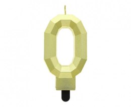 Świeczka urodzinowa Godan cyferka 0 - Diament, metalik złoty, 7.6 cm (PF-SDZ0)