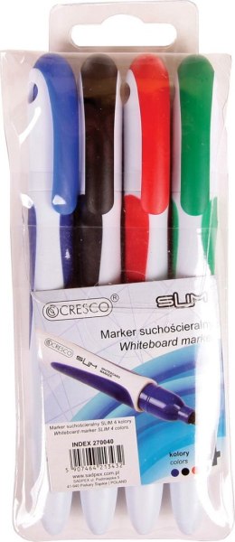 Marker suchościeralny Cresco Slim 4 kolory 1,0-2,0mm okrągła końcówka (270040)