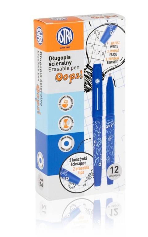 Długopis wymazywalny Astra wymazywalny OPSS! niebieski 0,6mm Długopis wymazywalny Astra wymazywalny OPSS! niebieski 0,6mm