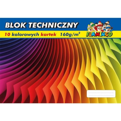 Blok techniczny Flamingo kolorowy A3 10 kartek 170g/m? Blok techniczny Flamingo kolorowy A3 10 kartek 170g/m?