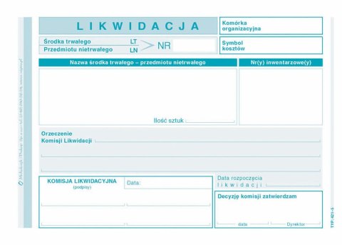 Druk offsetowy Michalczyk i Prokop likwidacja środka trwałego A6 40k. (421-5) Druk offsetowy Michalczyk i Prokop likwidacja środka trwałego A6 40k. (421-5)