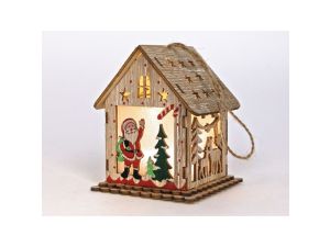 Lampki świąteczne Adar domek z Mikołajem, drewniany (511828)