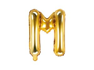 Balon foliowy Partydeco Litera M, 35cm, złota 14cal (FB2M-M-019)