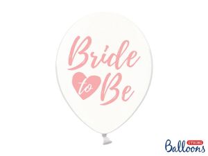 Balon gumowy Partydeco 30cm, Bride to be, Crystal Clear biały 300 mm (SB14C-205-099P-6)